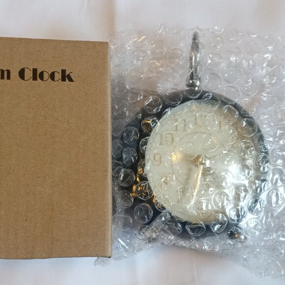 Brand New Alarm Clock Analog Silent Bedside Clock Cream & Black Color - Picture 4 of 4